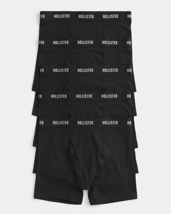 Longer-Length Fly Front Boxer Brief 5-Pack, Black view 1
