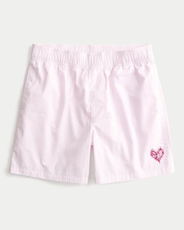Cotton Heart Graphic Boxer Shorts, Pink Stripe view 1