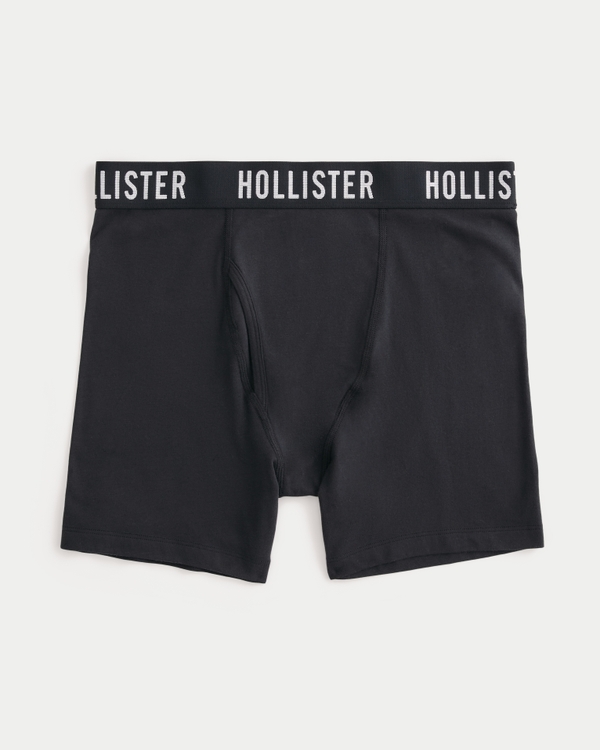 Longer-Length Fly-Front Boxer Briefs, Black view 1