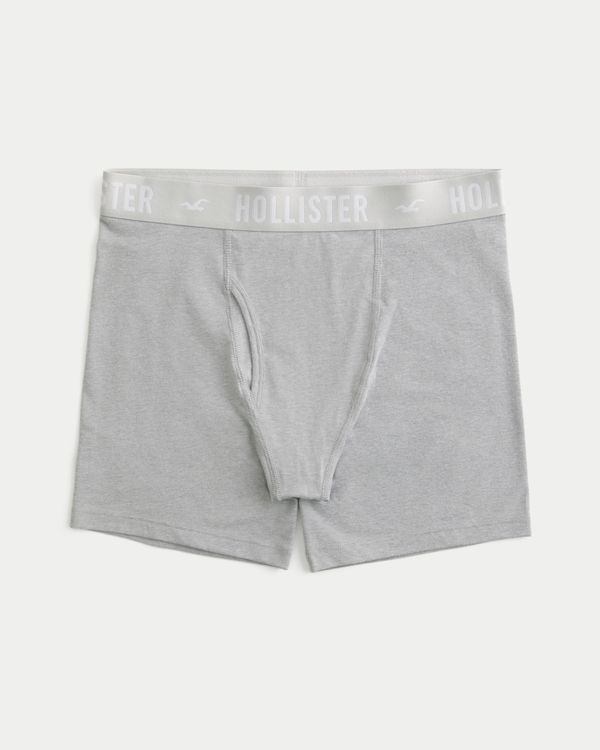 Longer-Length Fly Front Boxer Briefs, Light Heather Gray view 1