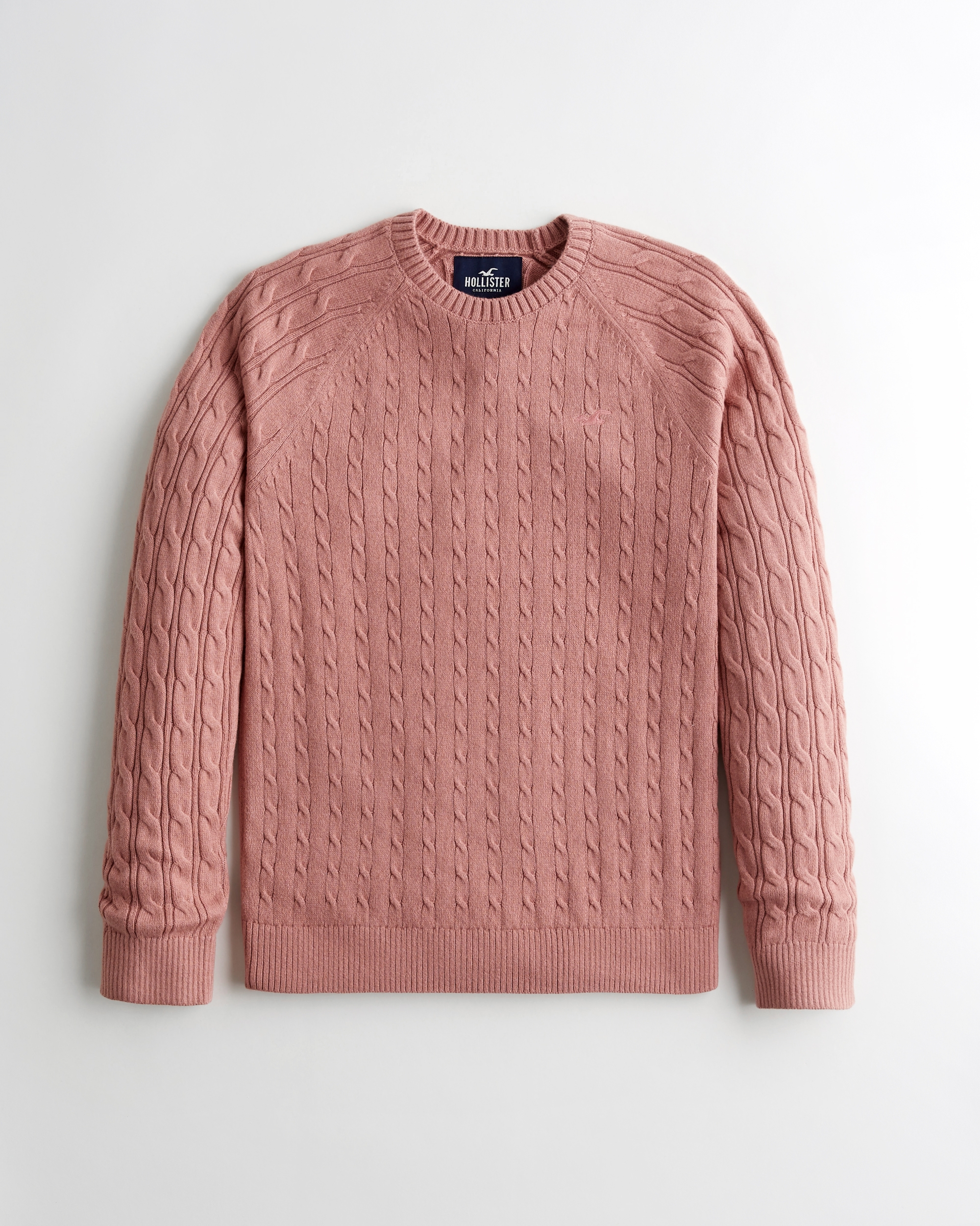 Guys Lightweight Cable Crewneck Sweater 