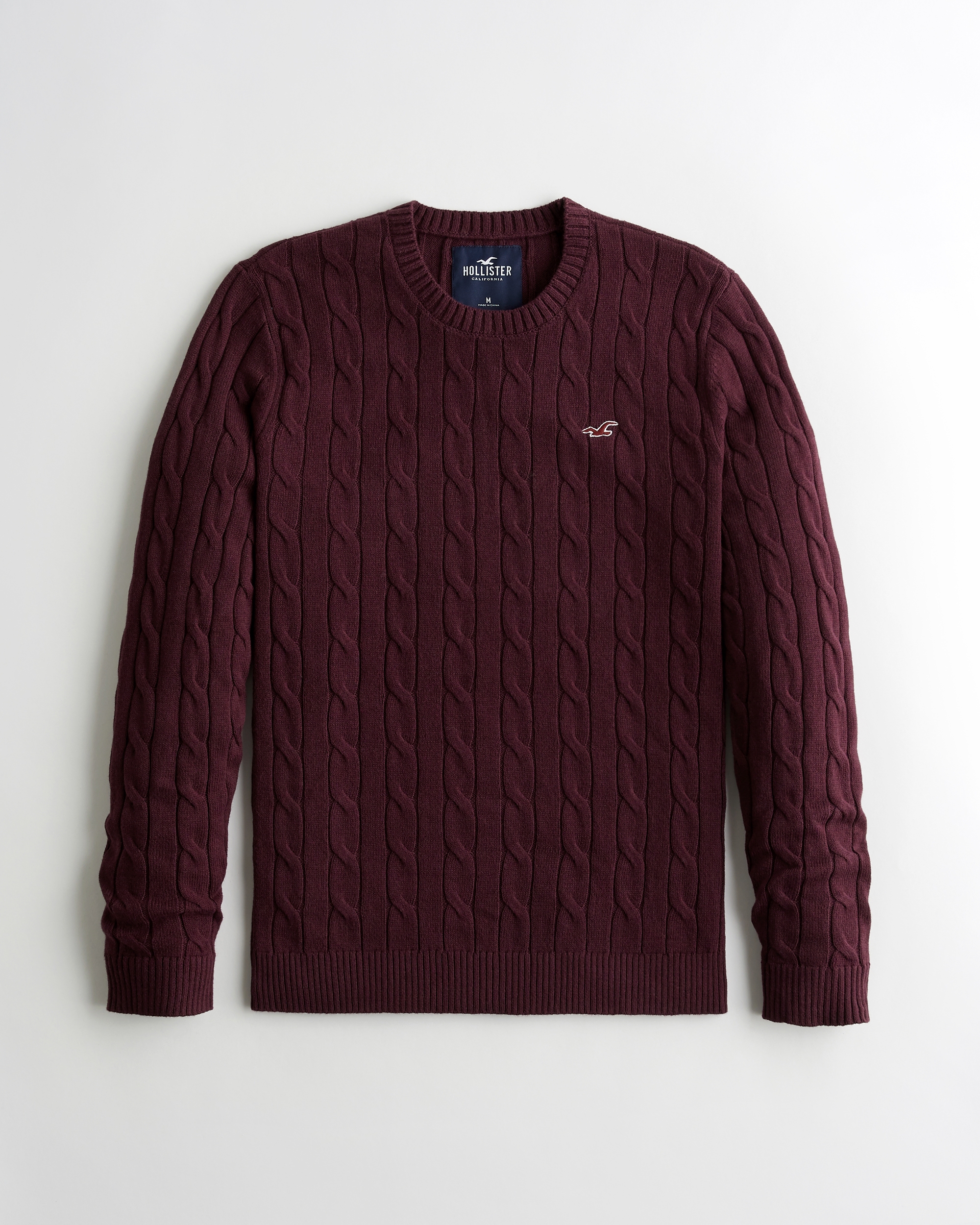 cable crewneck sweater hollister