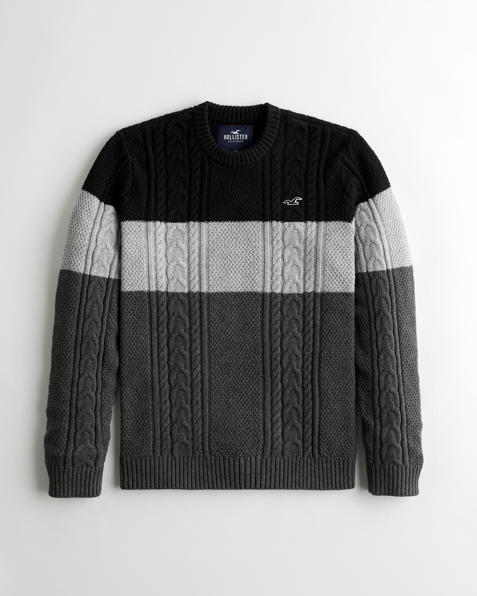 cable crewneck sweater hollister