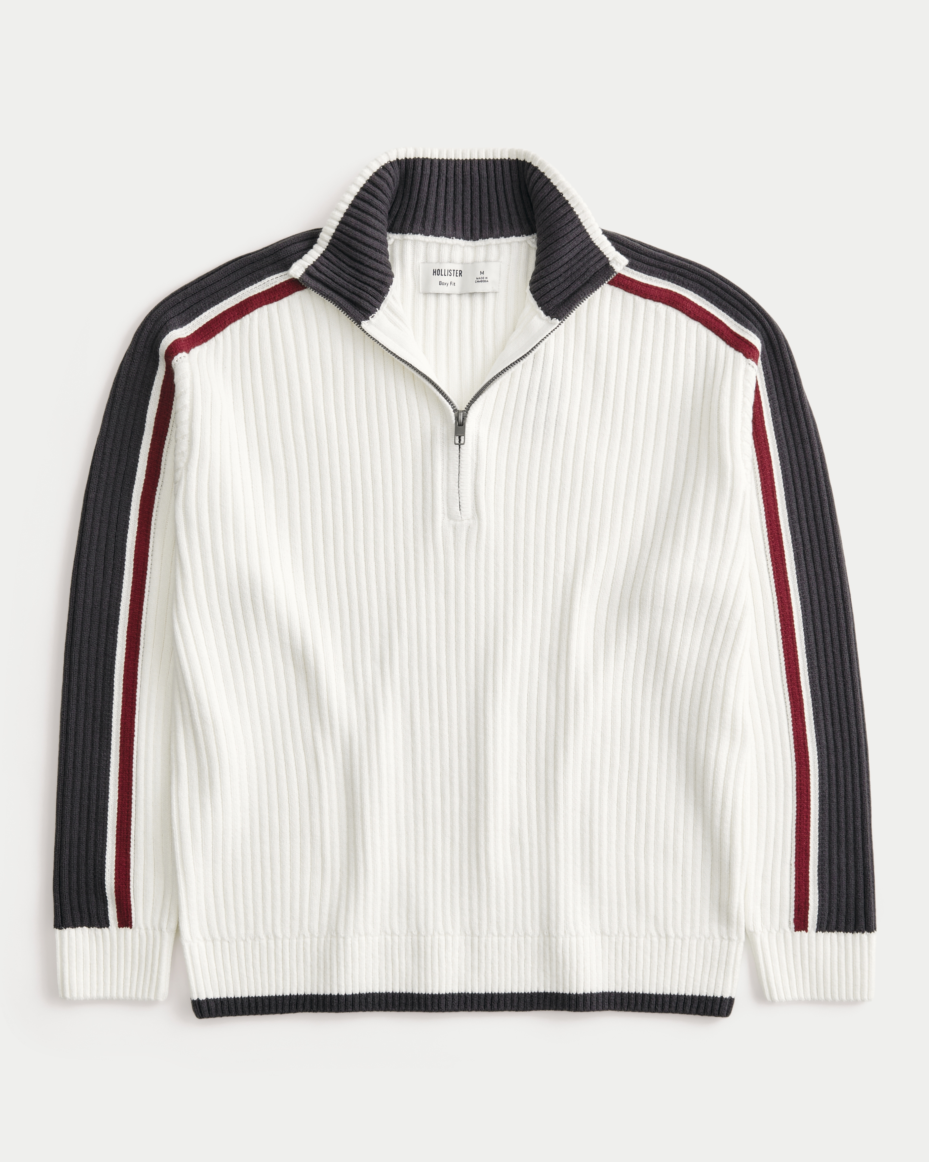 Relaxed Quarter-Zip Mock-Neck Sweater