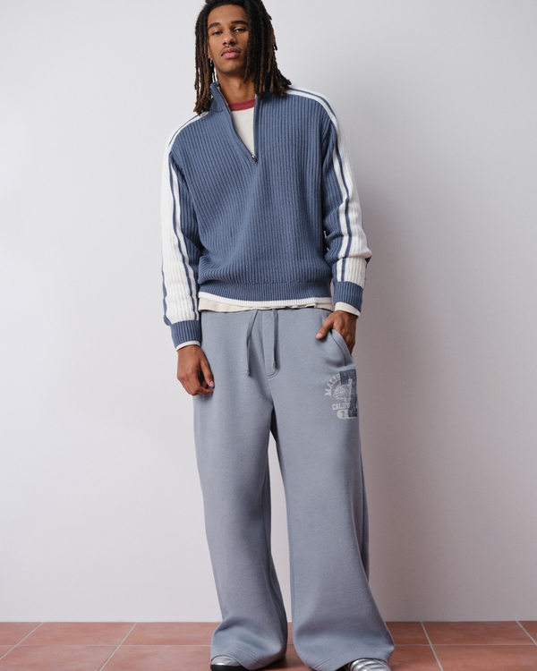 Relaxed Quarter-Zip Mock-Neck Sweater, Dark Blue view 1