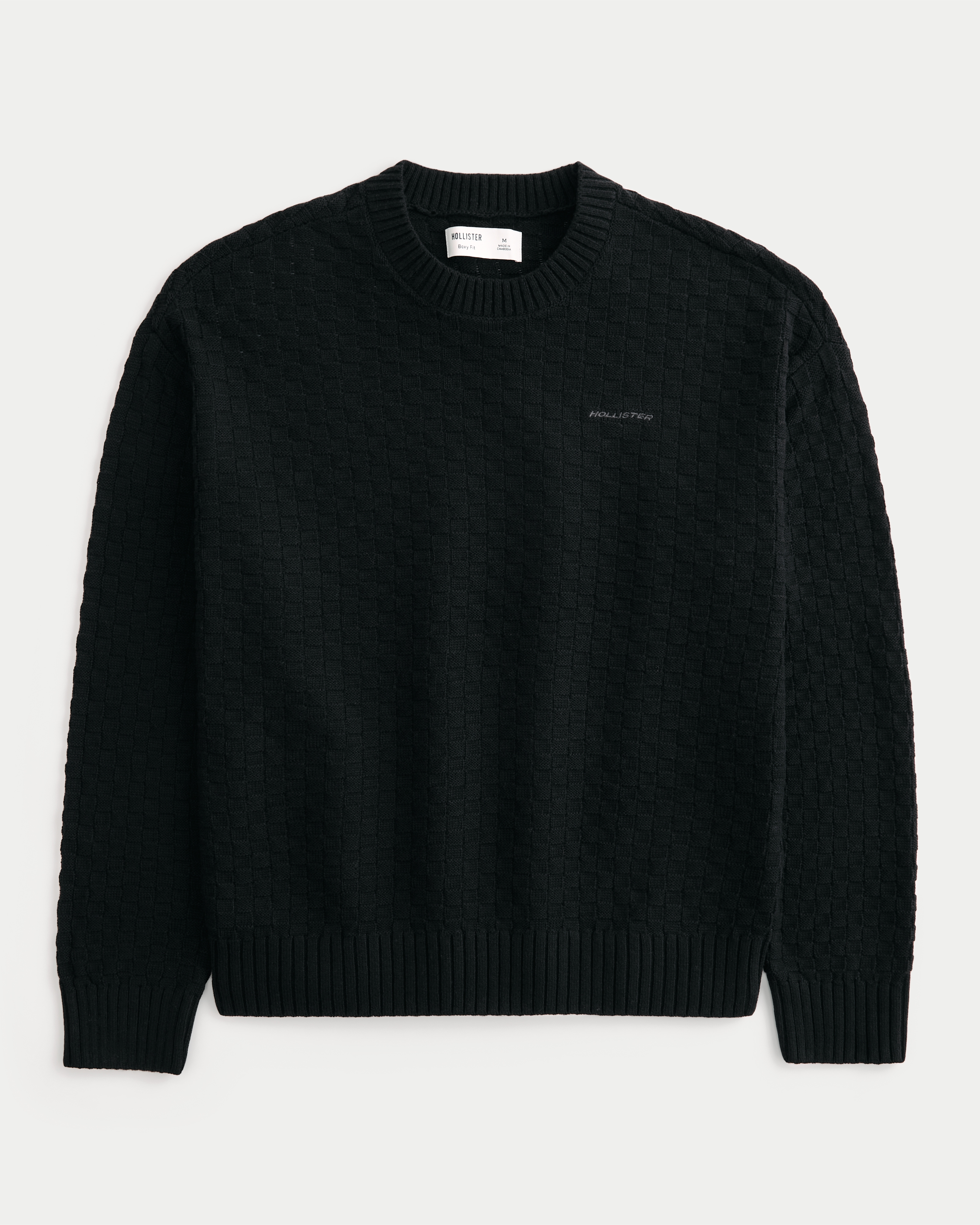Boxy Textural Logo Crew Sweater