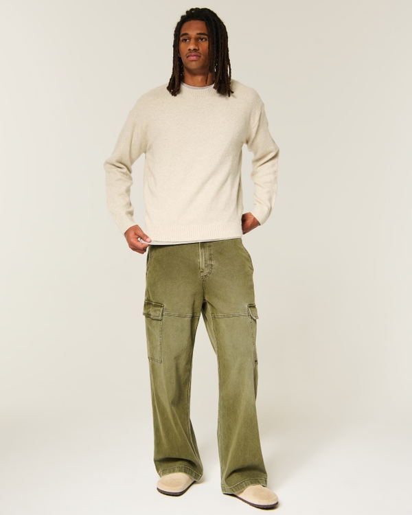 Boxy Fuzzy Crew Sweater, Oatmeal view 2