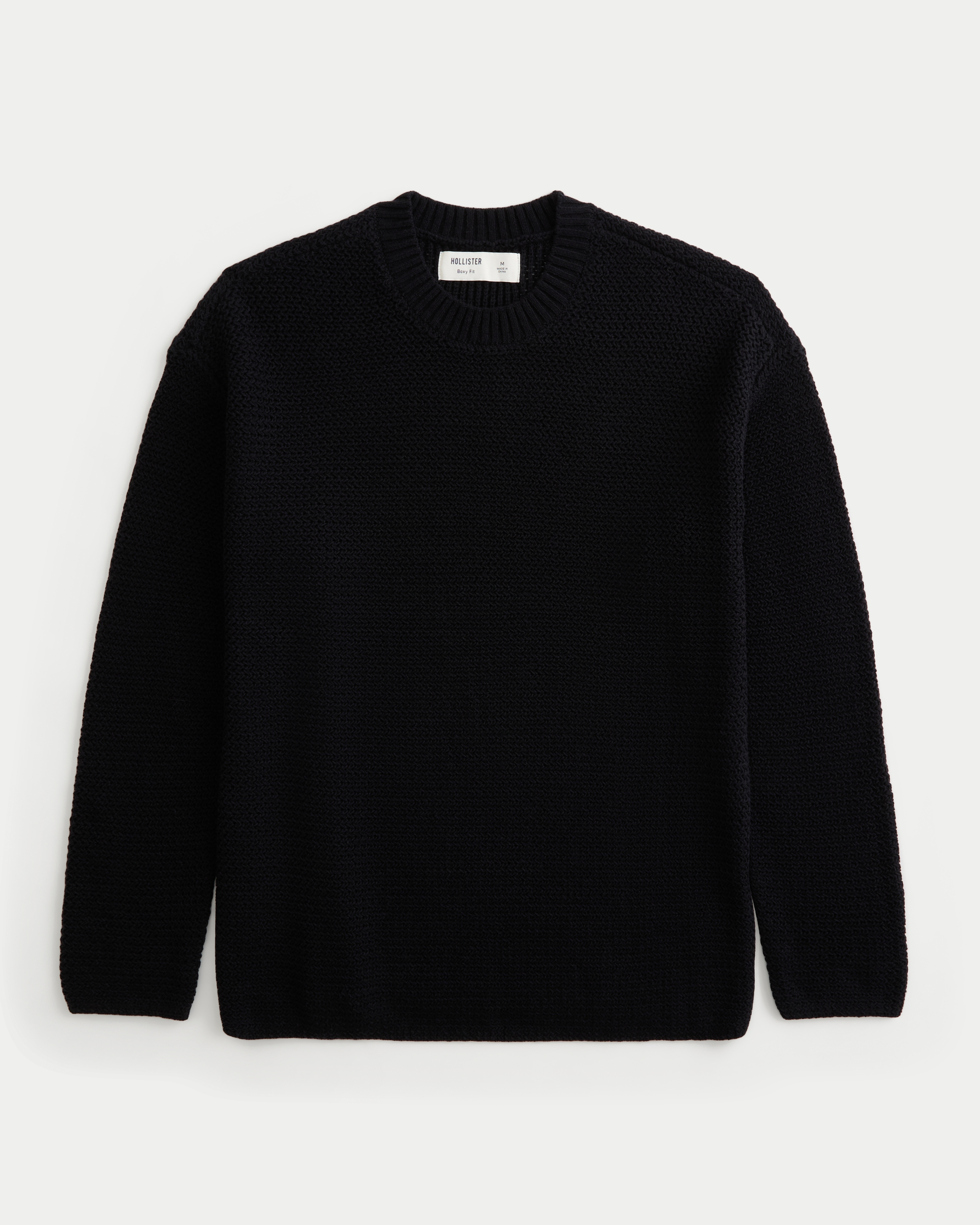 Boxy Textural Crew Sweater