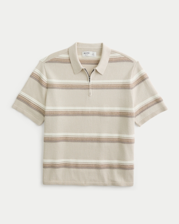 Boxy Half-Zip Sweater Polo, Gray view 1