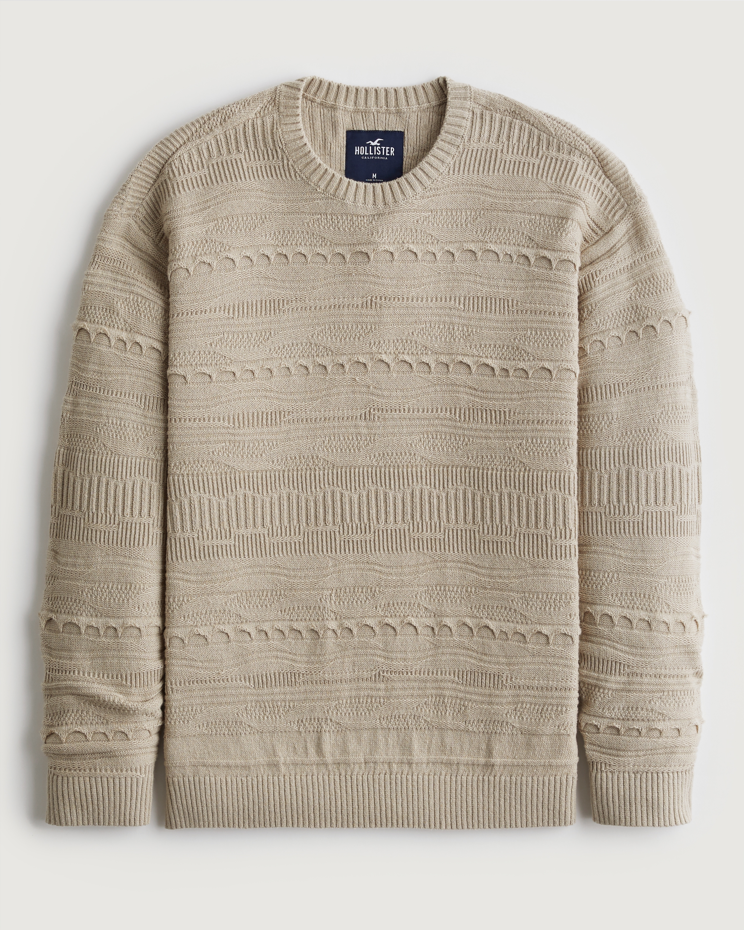 Hollister textured outlet crewneck sweater