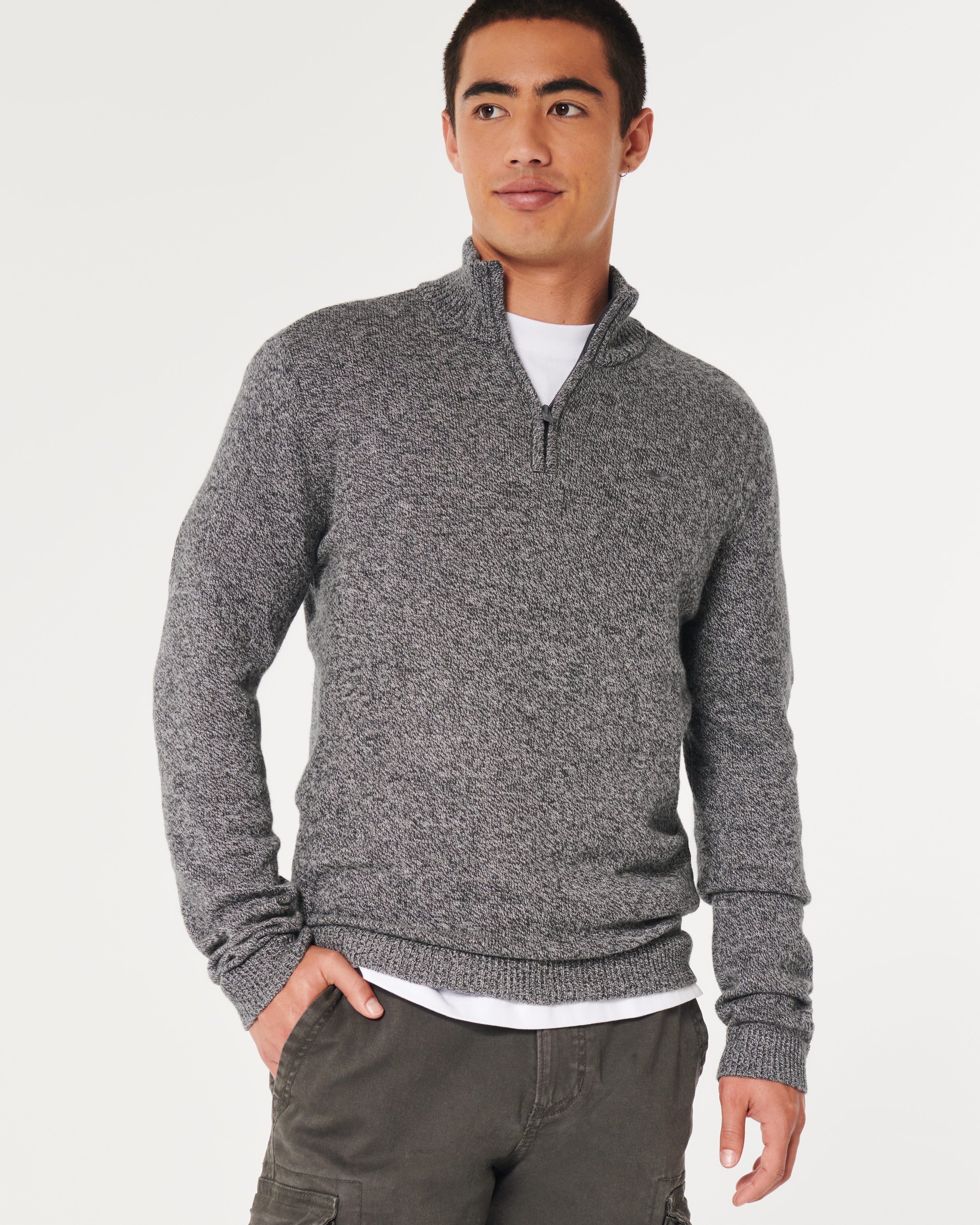 Men's Mock-Neck Quarter-Zip Sweater | Men's Tops | HollisterCo.com