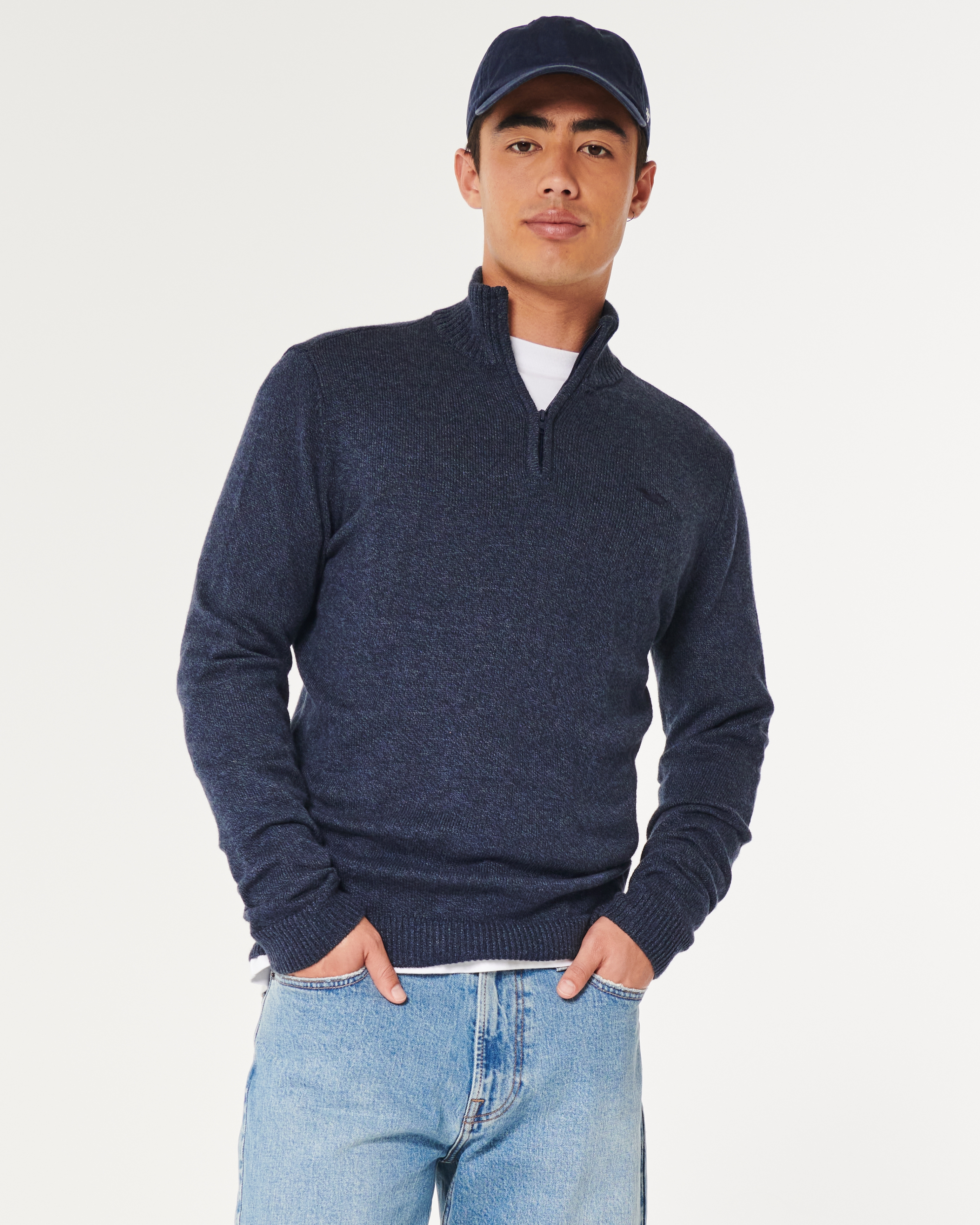 Men's Mock-Neck Quarter-Zip Sweater | Men's Tops | HollisterCo.ca