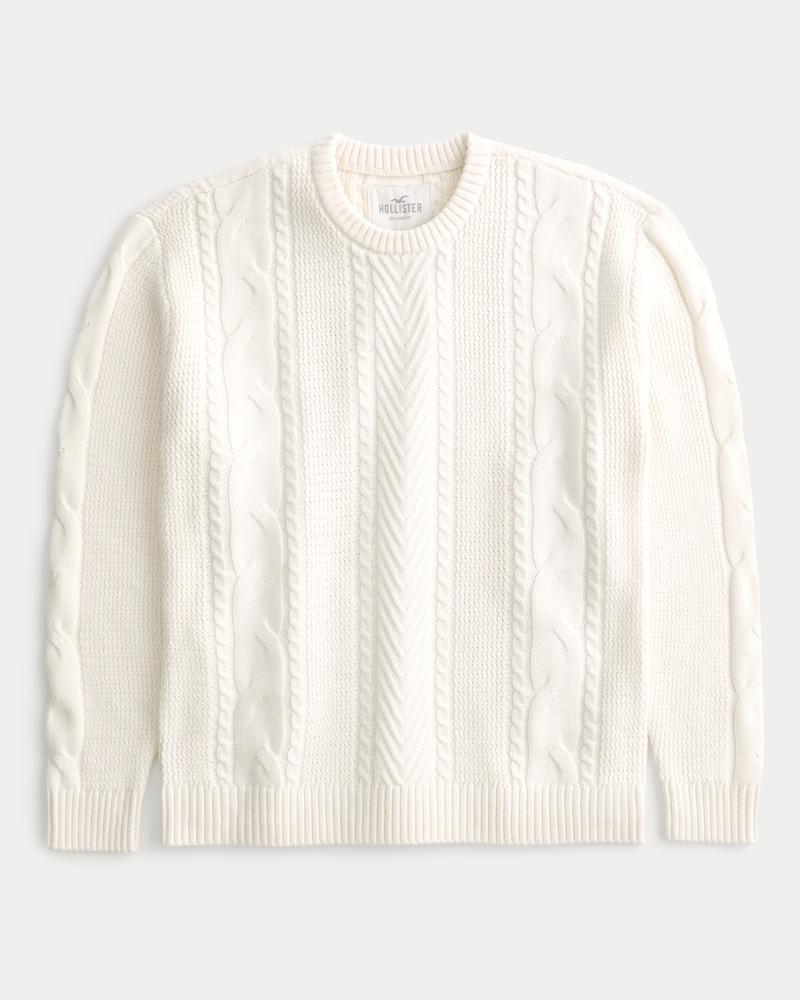 Cable crewneck hot sale sweater hollister