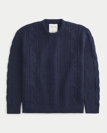 Cable crewneck discount sweater hollister