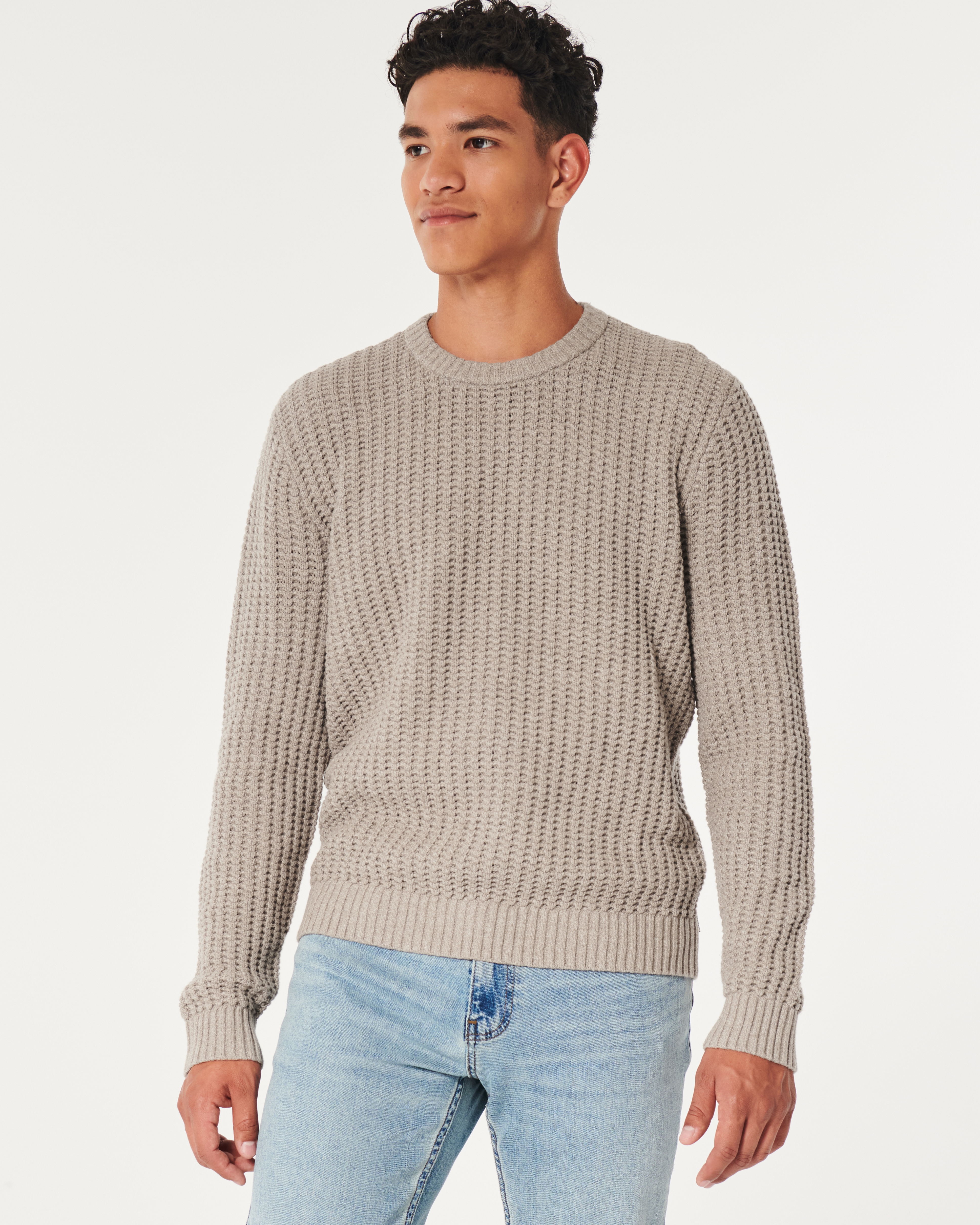 Men's Waffle Crew Sweater | Men's Tops | HollisterCo.ca