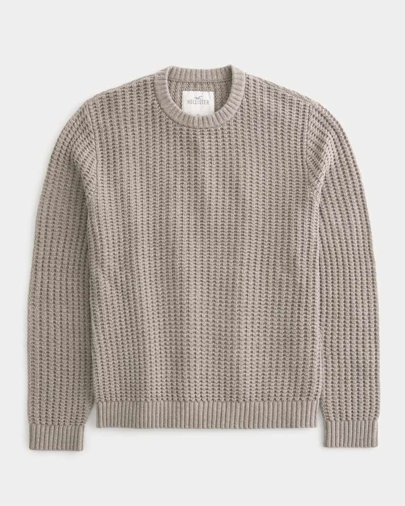 Men's Waffle Crew Sweater, Men's Tops