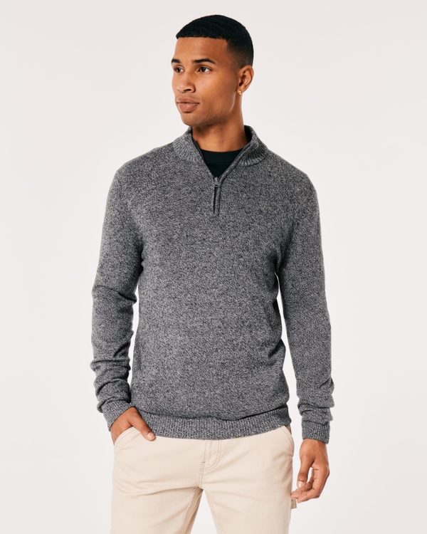 Quarter-Zip Sweater, Dark Heather Grey