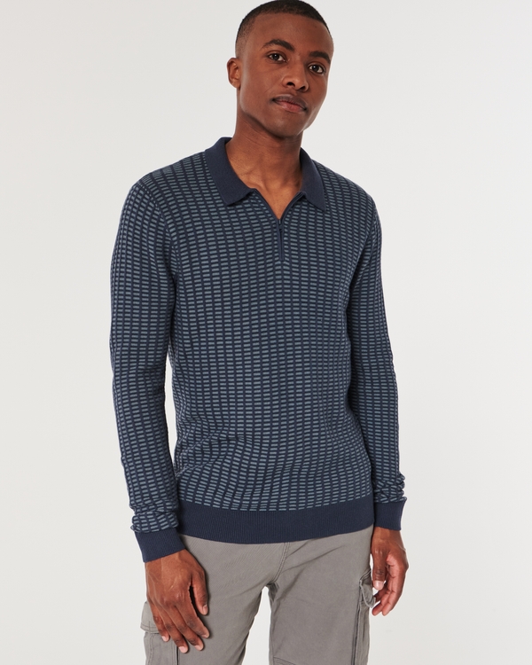 Hollister knitted sweater in houndstooth print in brown