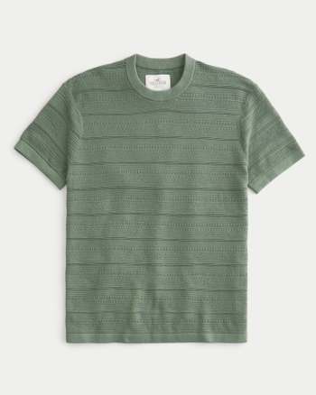 Men's Relaxed SweaterKnit Crew TShirt Men's Hollister Swimwear Shop