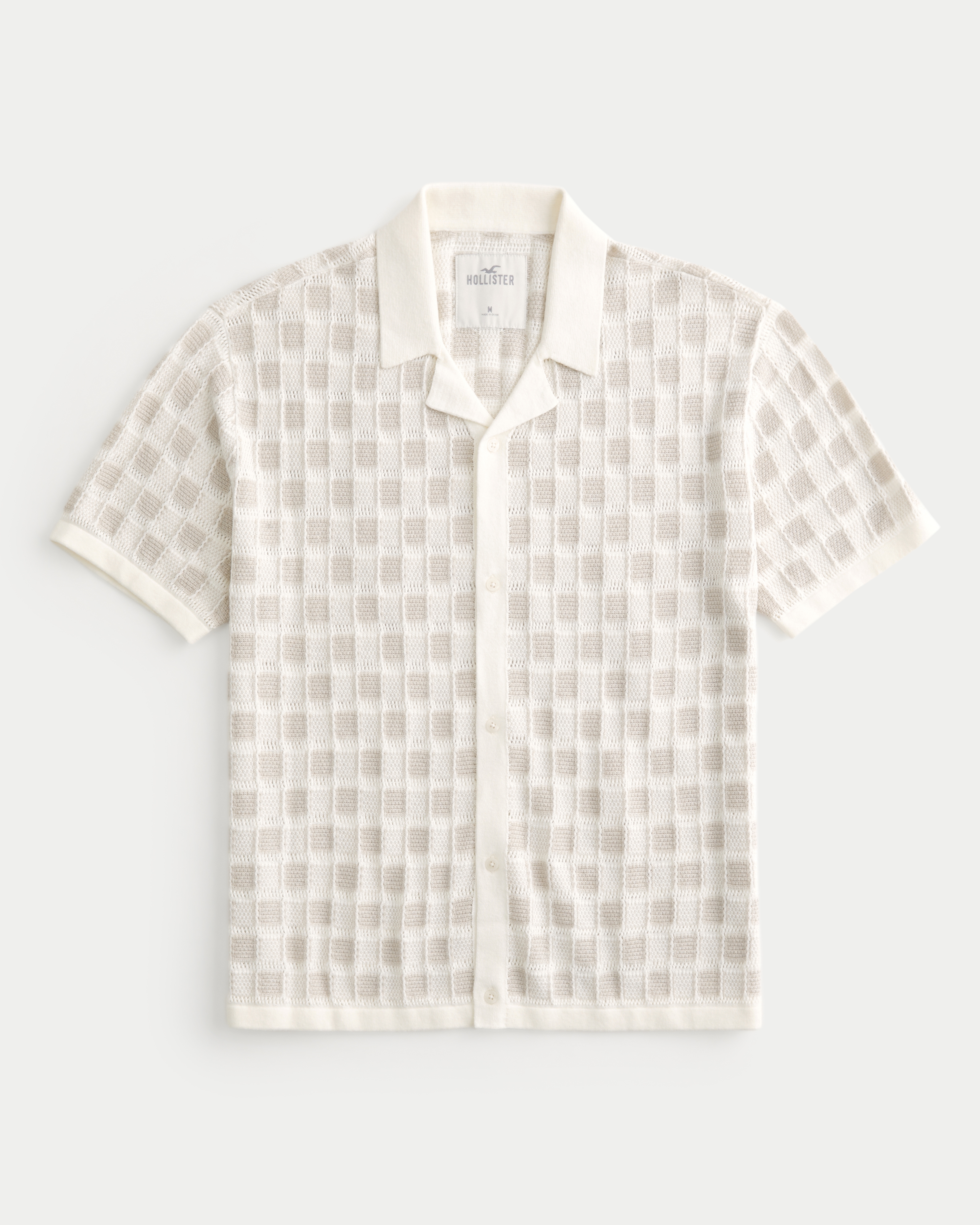 Short-Sleeve Button-Through Sweater Shirt