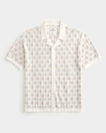 Men s Short Sleeve Button Through Sweater Shirt Men s Clearance HollisterCo
