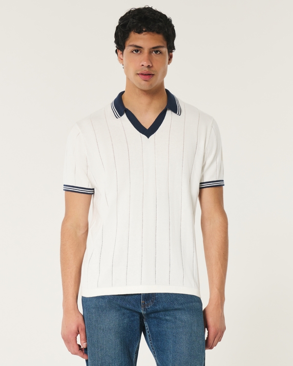 Tipped Sweater Polo, Off White