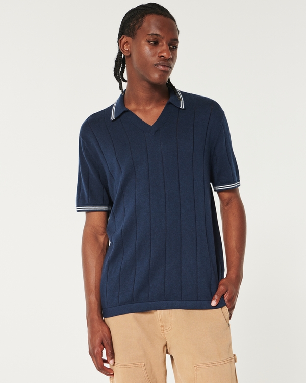 Tipped Sweater Polo, Navy Blue