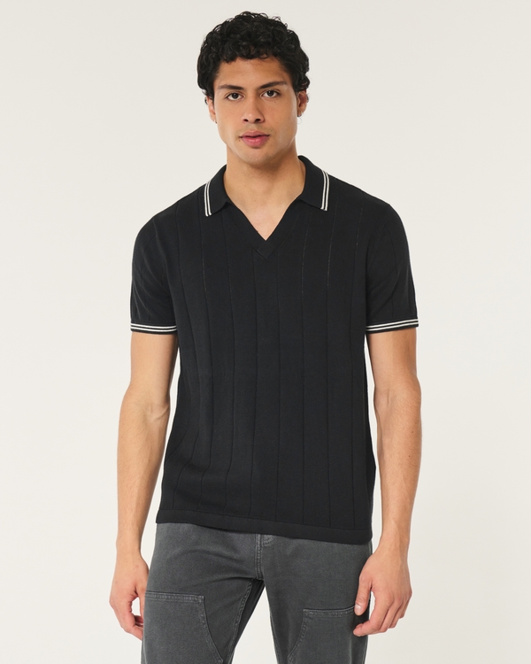 Tipped Sweater Polo, Black