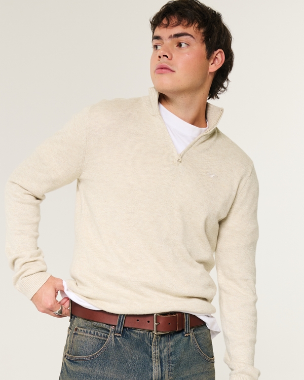 Quarter-Zip Sweater, Heather Cream