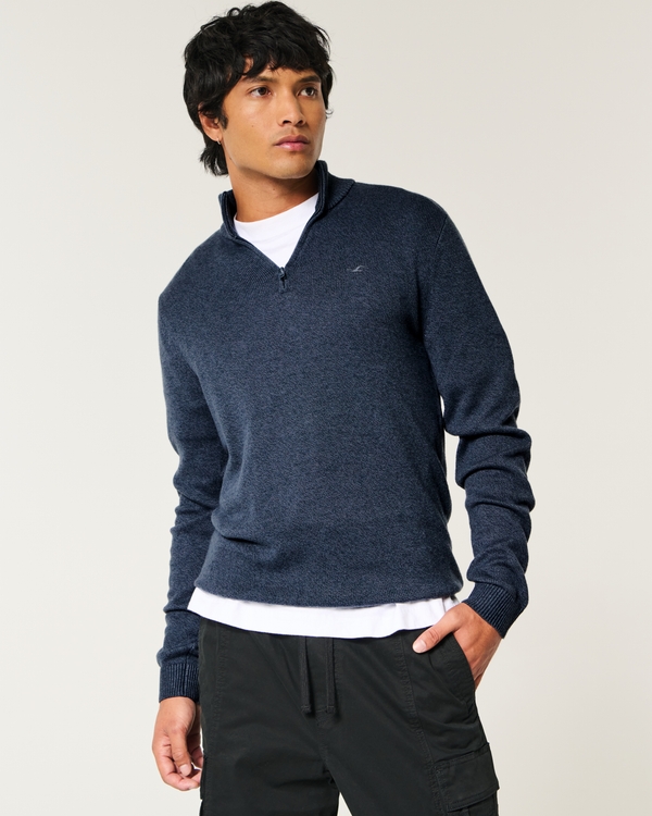 Quarter-Zip Sweater, Heather Navy