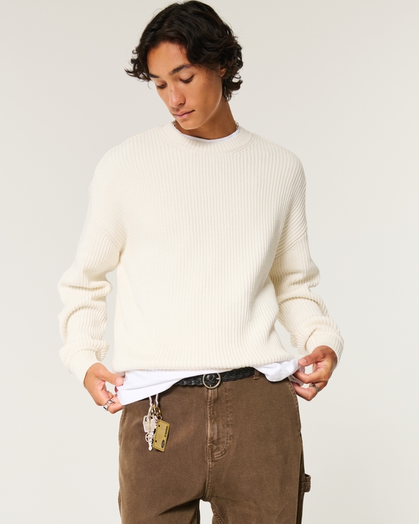 Boxy Crew Sweater, Cream