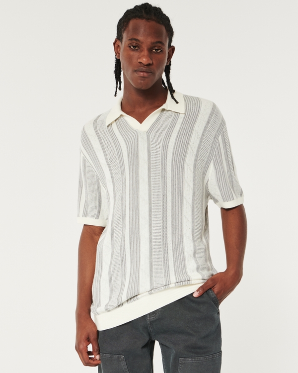 Pattern Sweater Polo, Cream Stripe