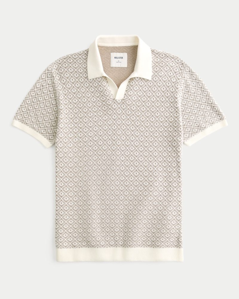 Men s Pattern Sweater Polo in Cream Pattern Size XS from Hollister