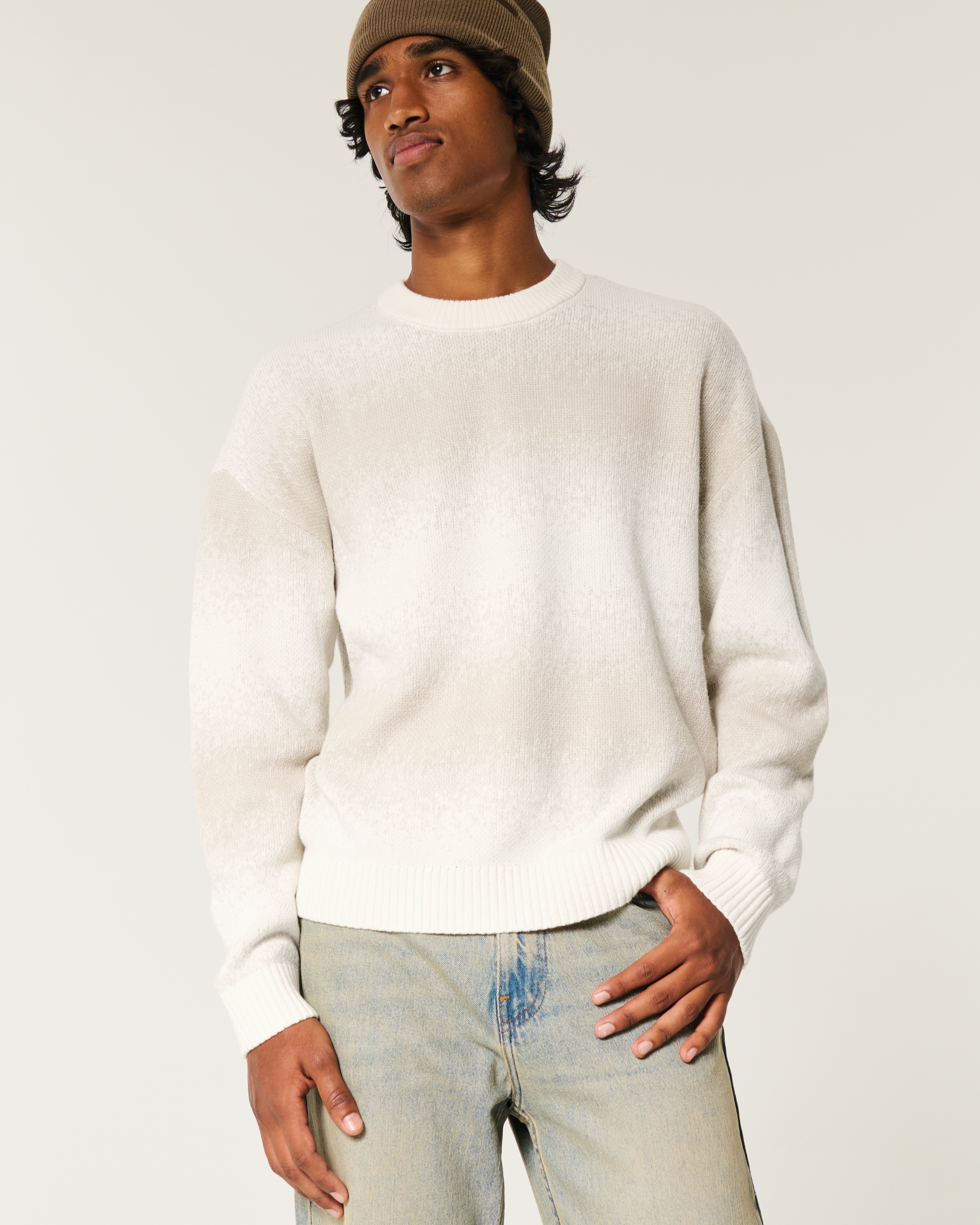 Boxy Ombre Stripe Crew Sweater