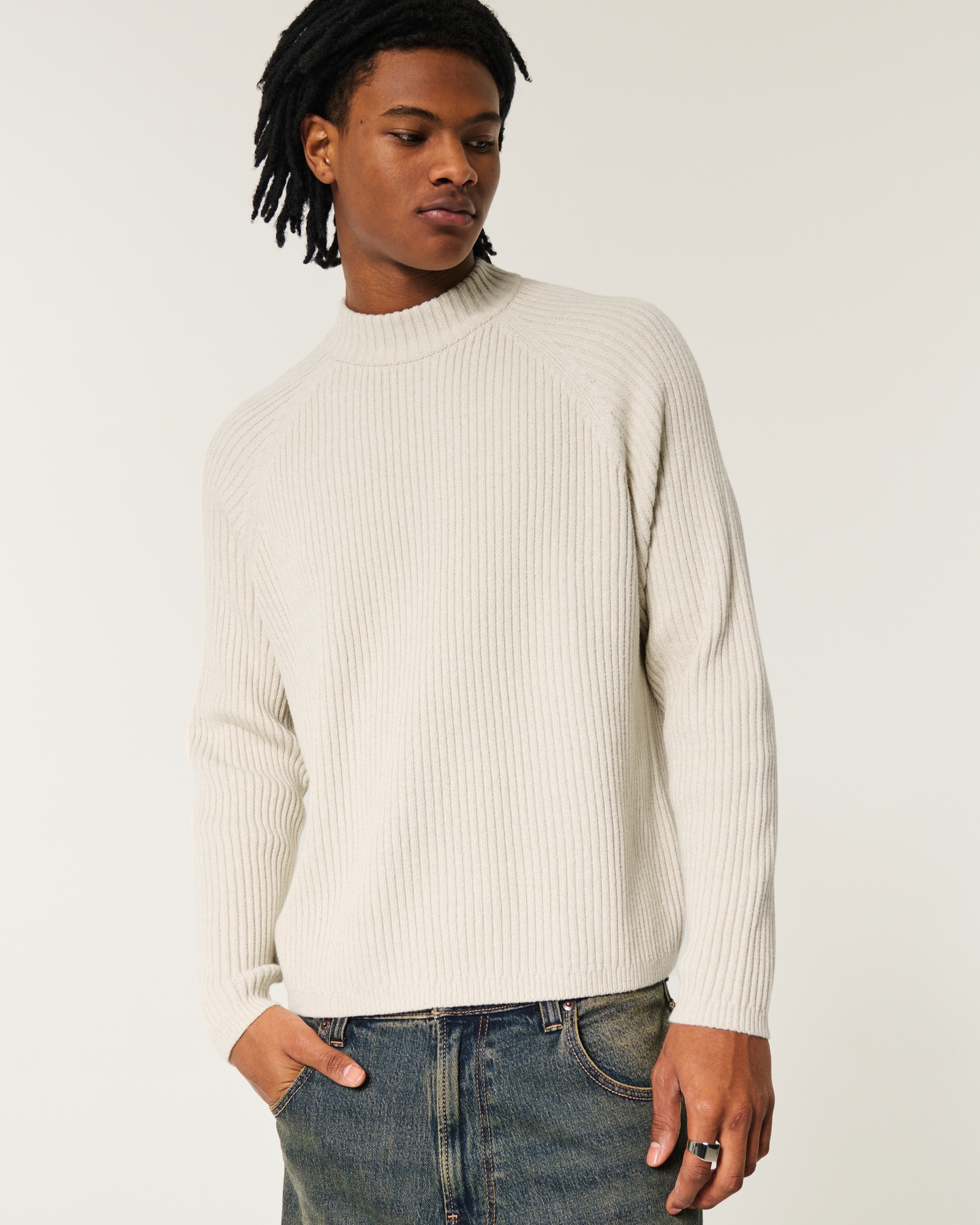 White Turtleneck Hollister Ribbed Turtleneck Sweater Hollister