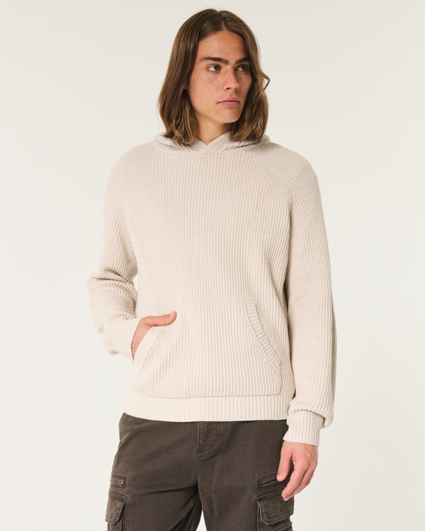 Boxy Hooded Sweater, Cream