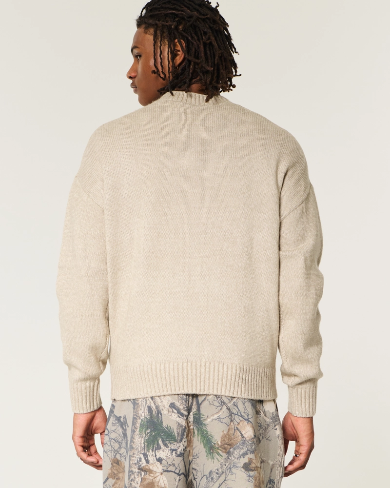 Boxy Airspun Knit Crew Sweater