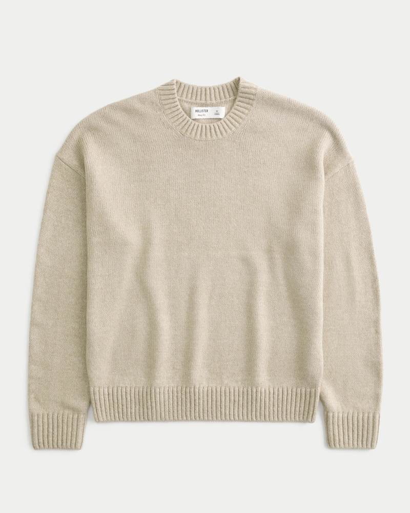 Boxy Airspun Knit Crew Sweater