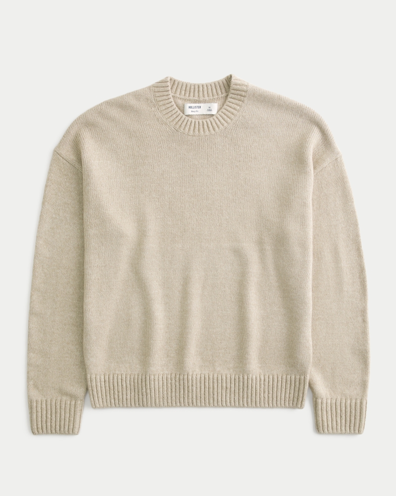 Boxy Airspun Knit Crew Sweater