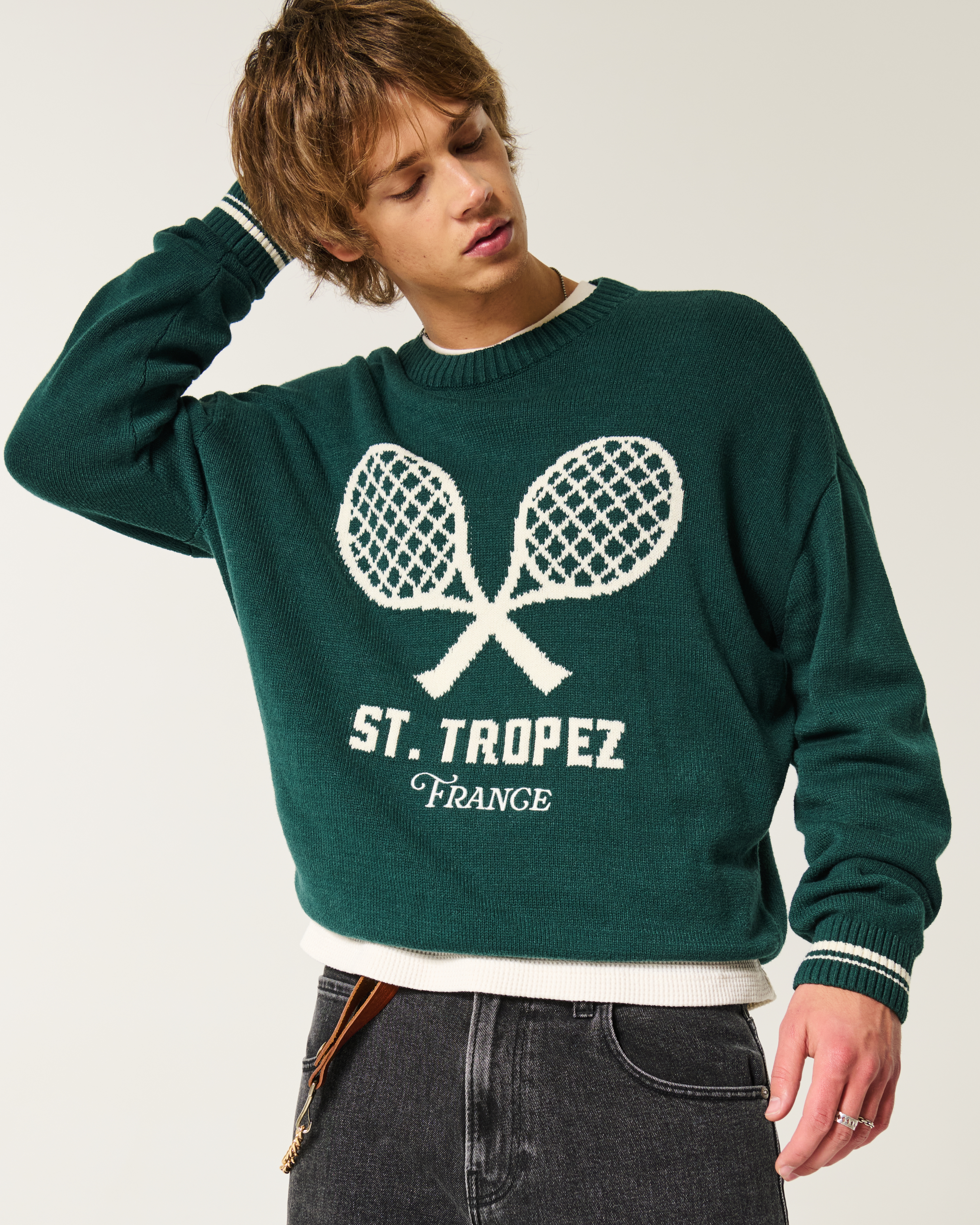 Men's Boxy St. Tropez France Graphic Crew Sweater | Men's