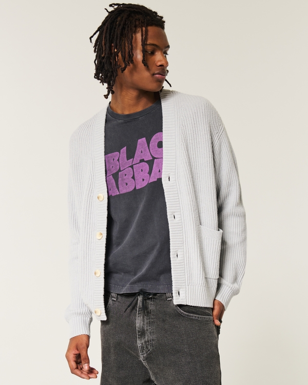 Boxy Cardigan, Light Gray view 1