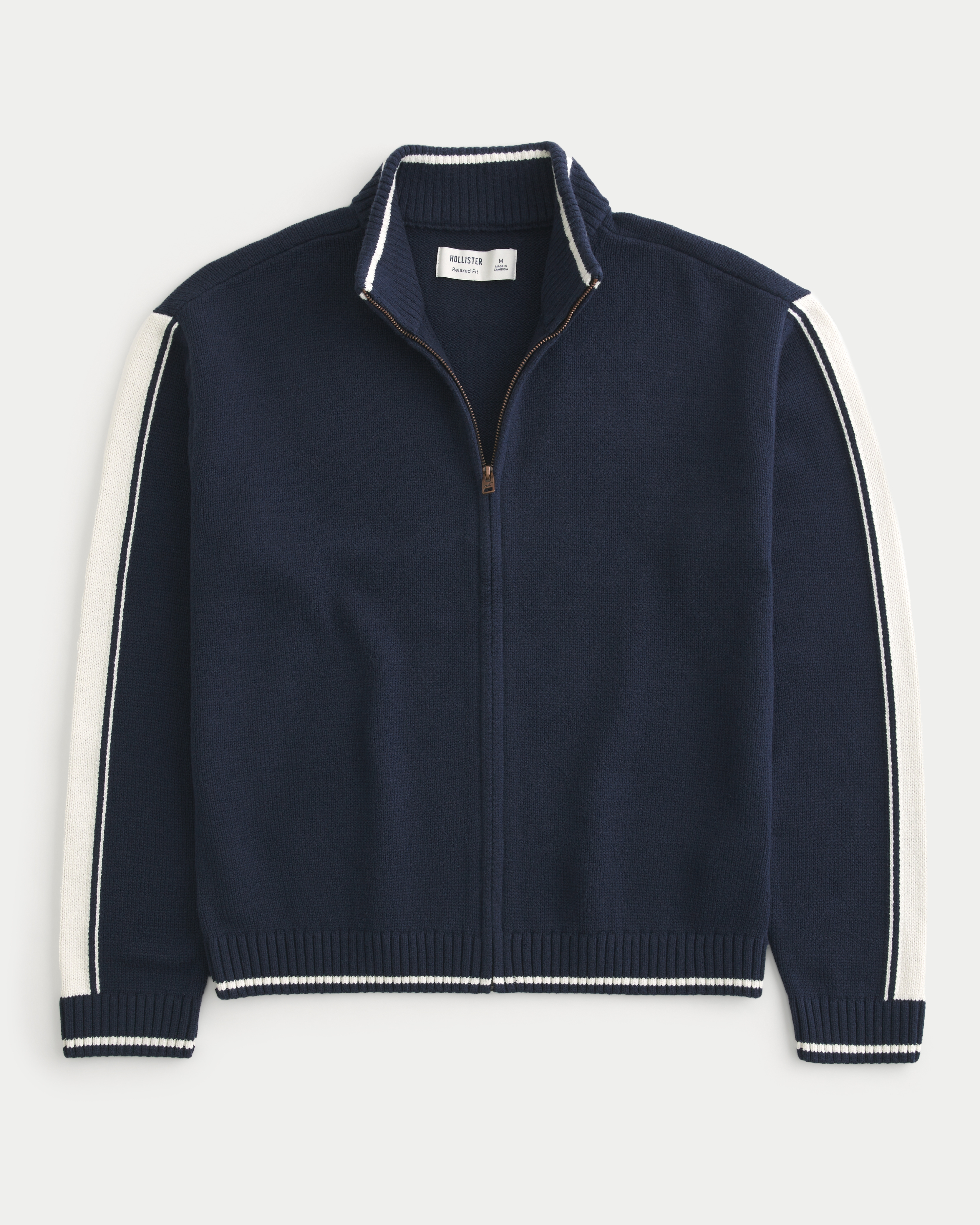 Men s Relaxed Zip Up Mock Neck Sweater Men s Tops HollisterCo