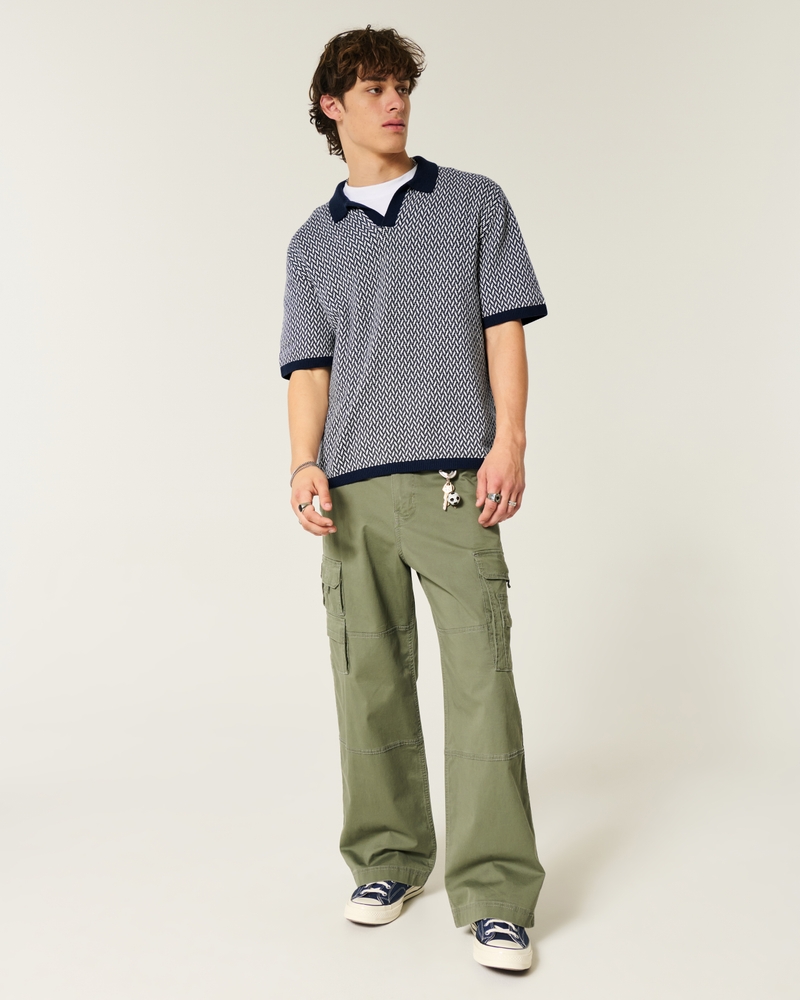 Boxy Short-Sleeve Sweater Polo