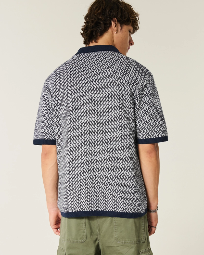 Boxy Short-Sleeve Sweater Polo
