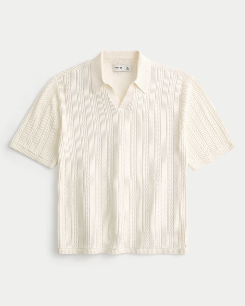 Boxy Short-Sleeve Sweater Polo