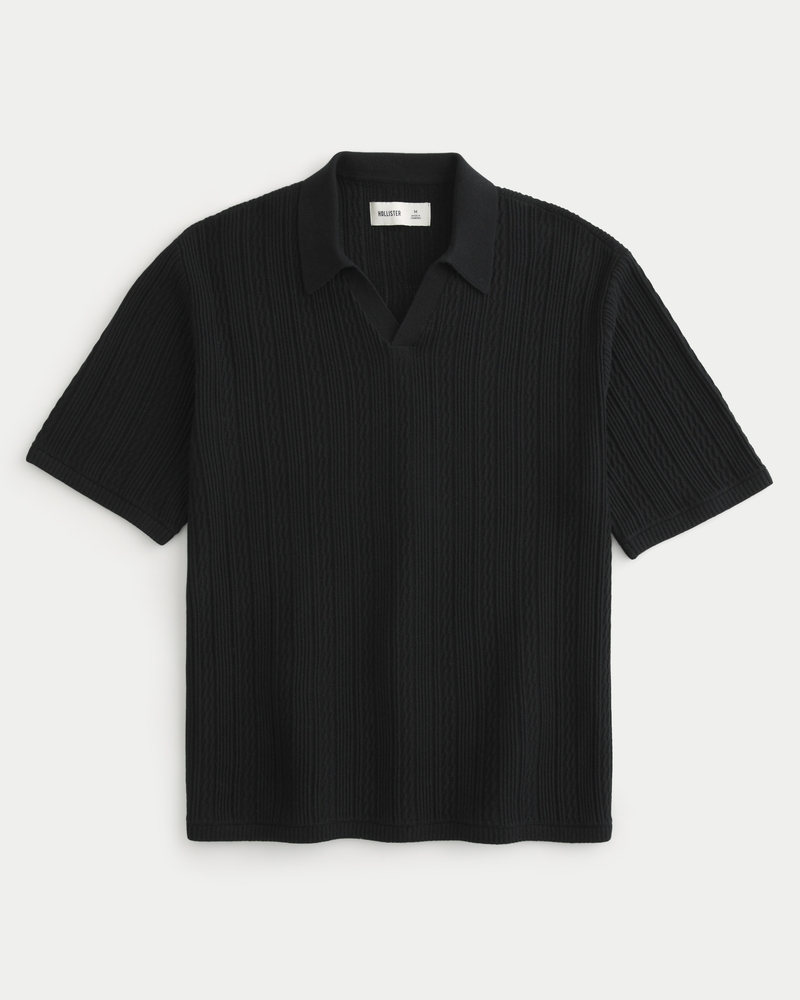 Boxy Short-Sleeve Sweater Polo