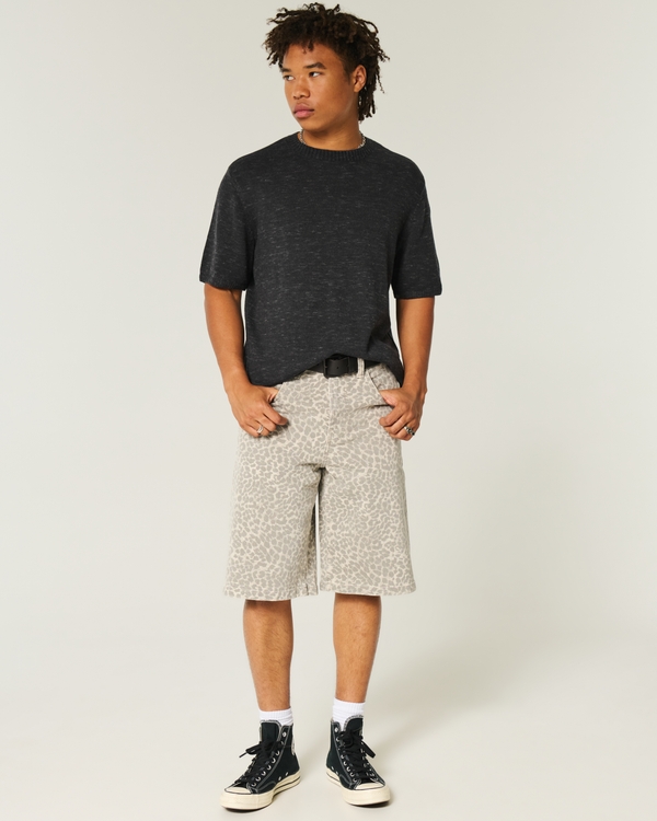 Boxy Crew Sweater T-Shirt, Heather Black view 2