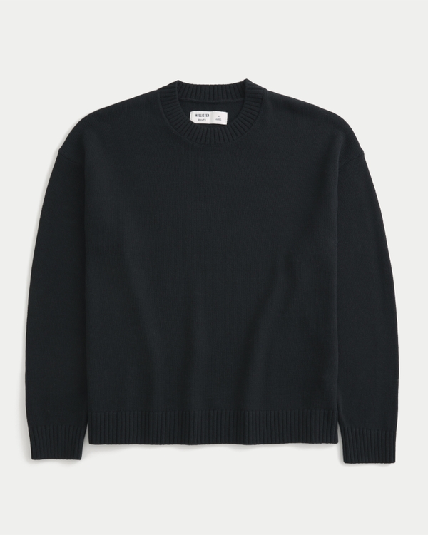 Boxy Crew Sweater, Black view 1