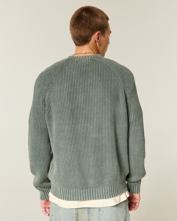 Boxy Washed Crew Sweater, Washed Olive view 2