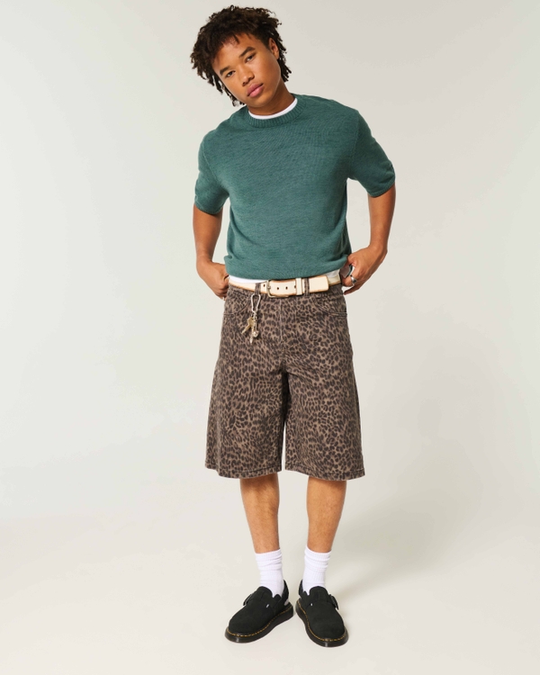 Boxy Crew Sweater T-Shirt, Heather Dark Emerald view 2